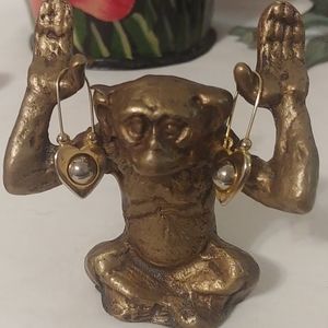 Vintage Heart Lock earrings twotone